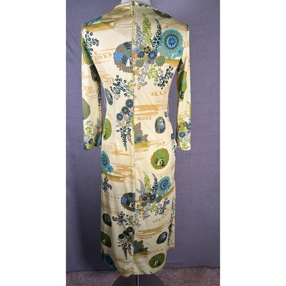 Vintage S-M Alice Of California Long Sleeve Yellow Floral Maxi Hippie‎ Dress 60s - Picture 3 of 14